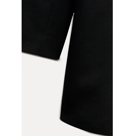 Zara Wool Blend Frock Coat Jacket Lapel collar ZW Collection Black size S NWT - Picture 8 of 16